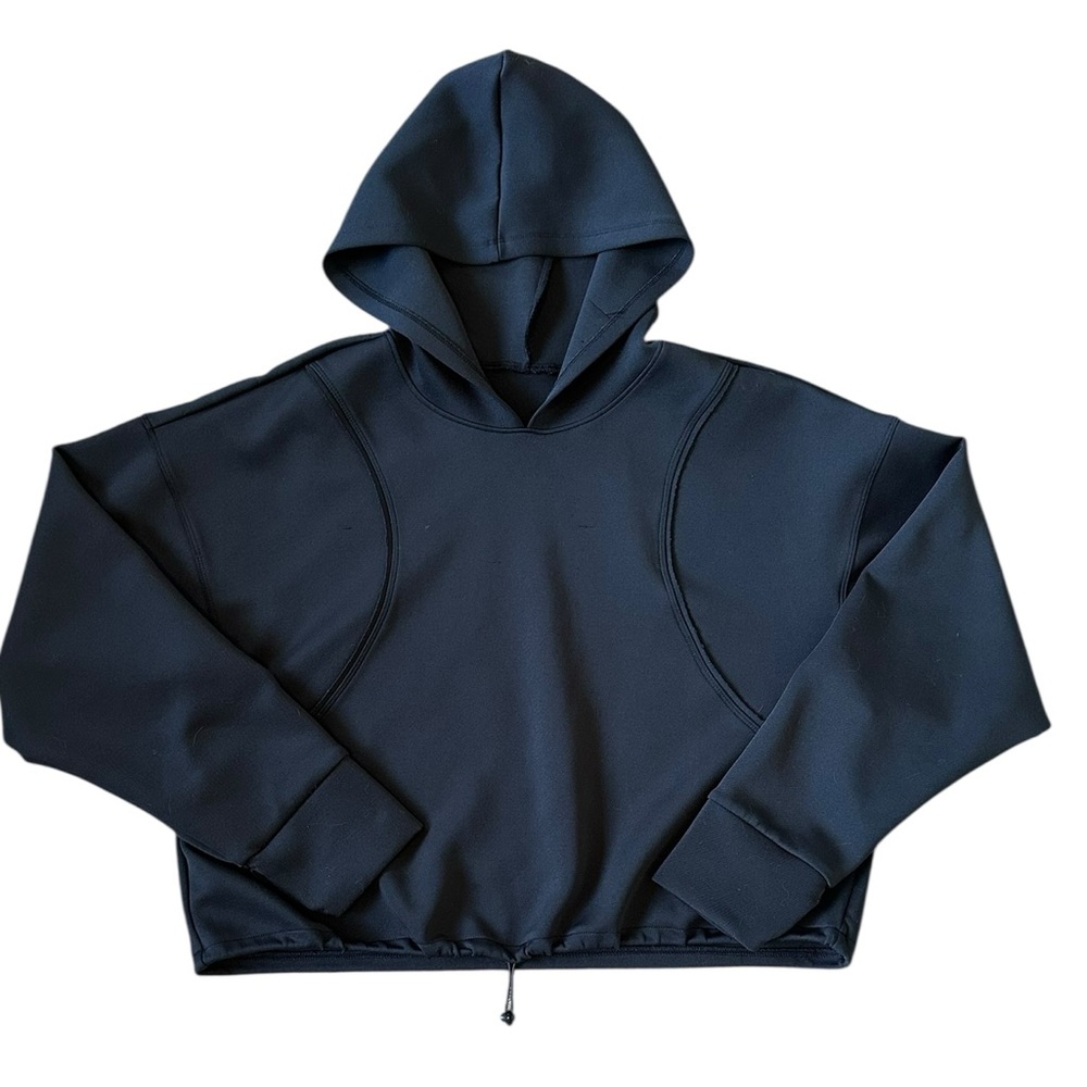 Crop black drawstring waist hoodie size Large